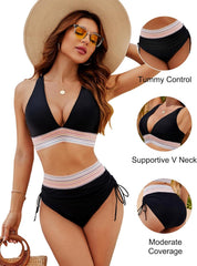 Ocevara Ocevara - High Waisted Tummy Control Color Block Bikini Sets - image 11