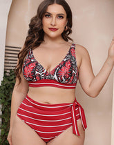 Ocevara Printed Stripe Plus Size Bikini - image 1