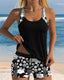 Mid Waisted Floral Print Tankini Set