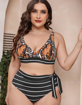 Ocevara Printed Stripe Plus Size Bikini - image 1