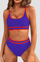 Ocevara Ocevara - Women's High Waisted Bikini Sets Sporty Two Piece Swimsuits Color Block Cheeky High - image 47