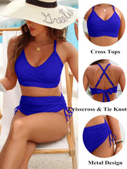Ocevara Ocevara - Women's High Waisted Bikini Sets Drawstring Tummy Control Swimsuits Crisscross Tie - image 22