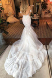 Tulle Mermaid Sweetheart Lace Appliques Wedding Dresses, Bridal Gown OK1880