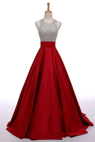 Red Prom Dresses,Lomg Evening Dress,Beading Party Dresses,Beading A-line Prom Dresses,Cheap Prom Dress,Prom Dresses For Teens,Satin Evening Dresses