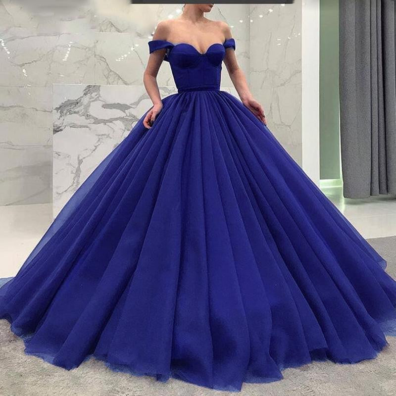 Stylish Poofy Ball Gown Off the Shoulder Prom Dress OKE58