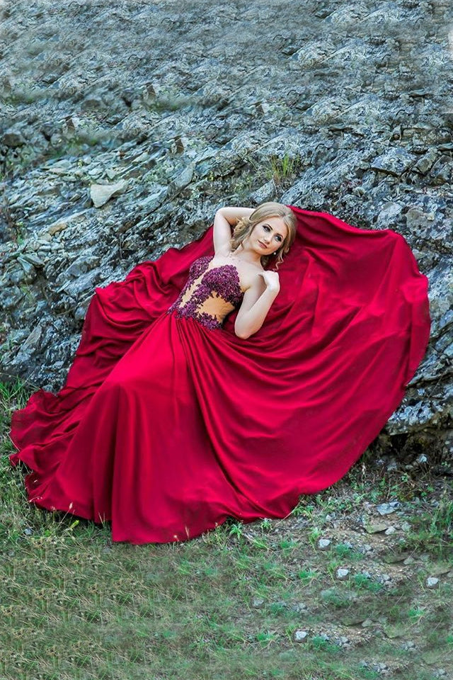 Appliques Prom Dress,beading prom dress,Strapless prom dress, Sexy Prom Gown,see-through prom dress,Fashion prom dress