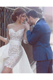 Luxurious Sheath Sweetheart Tulle Lace High Low Wedding Dress OK854