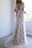 V Neck Long Wedding Dress