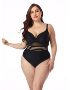 Black Sweetheart Neckline Hollow One-Piece Swimsuit