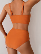 Women's High Waisted Bikini Sets Twist Front Two Piece Swimsuit Ruched Tummy Control Bathing Suits