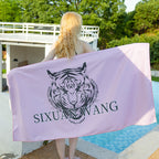 Double-sided velvet beach towel for seaside swimming, water-absorbent, non-sand, breathable, skin-friendly, quick-drying bath towel