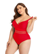 Red Sweetheart Neckline Cutout One-Piece Swimsuit
