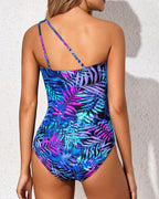 Ocevara - One Shoulder One Piece Swimsuit for Women Tummy Control Bathing Suits