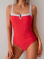 Ocevara - Women's One Piece Swimsuits Color Block Slimming Tummy Control Bathing Suit V Vired Full Coverage Swimwear