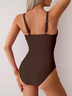 Ocevara - Women's One Piece Swimsuit Sexy Mesh Sheer Tummy Control Bathing Suit Cross Twist Front Swimwear