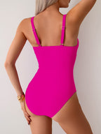 Ocevara - Women's One Piece Swimsuit Sexy Mesh Sheer Tummy Control Bathing Suit Cross Twist Front Swimwear