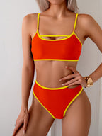 Ocevara - Women's Bikini Sets High Waisted Color Block Swimwear Sexy Cut Out Bathing Suit Sporty Two Piece Swimsuits