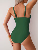 Ocevara - Women's One Piece Swimsuit Tummy Control Bathing Suit Plunge V Neck Swimwear