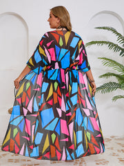 Geometric Chiffon Swim Cover-Up
