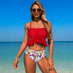 Ocevara - Women's Two Pieces Bikini Set Ruffle Falbala Swimwear Bathing Suits