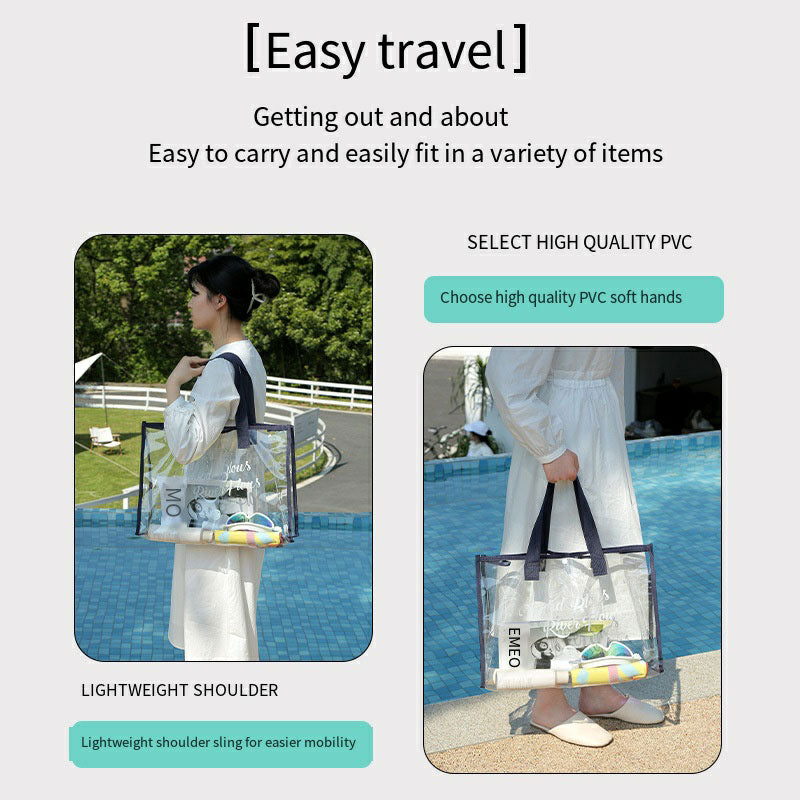 Large-capacity Swimming Bag Transparent Visible Waterproof Wash Bag Foldable Portable Storage Bag