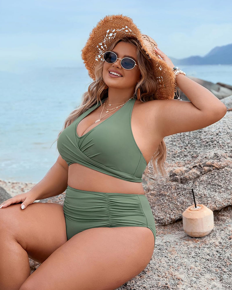 Ocevara - Tummy Control Bathing Suits Modest High Waisted Bikini Sets