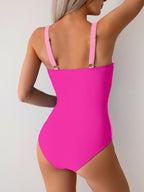 Ocevara - Women One Piece Swimsuit Ruched Tummy Control Bathing Suit Slimming Color Block Swim Suit Swimwear