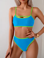 Ocevara - Women's Bikini Sets High Waisted Color Block Swimwear Sexy Cut Out Bathing Suit Sporty Two Piece Swimsuits