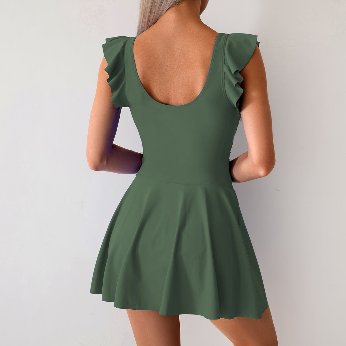 Ocevara - Women One Piece Swim Dress Tummy Control Swimsuit Slimming Ruffle Side Tie Kont Swimdress Bathing Suit