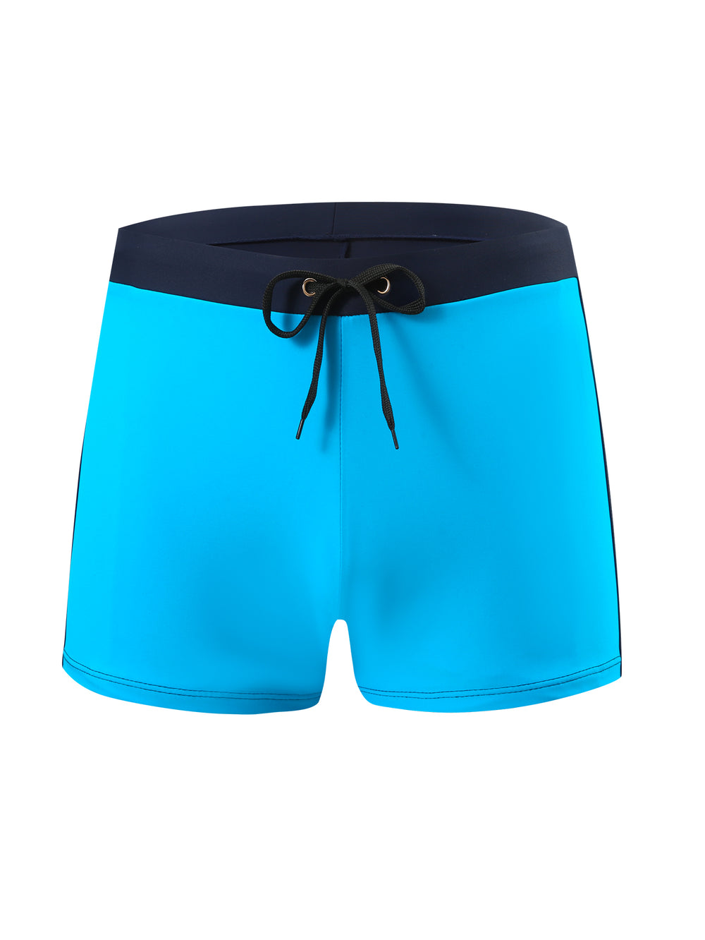 Men's Solid Color Drawstring Square-Leg Swim Trunks