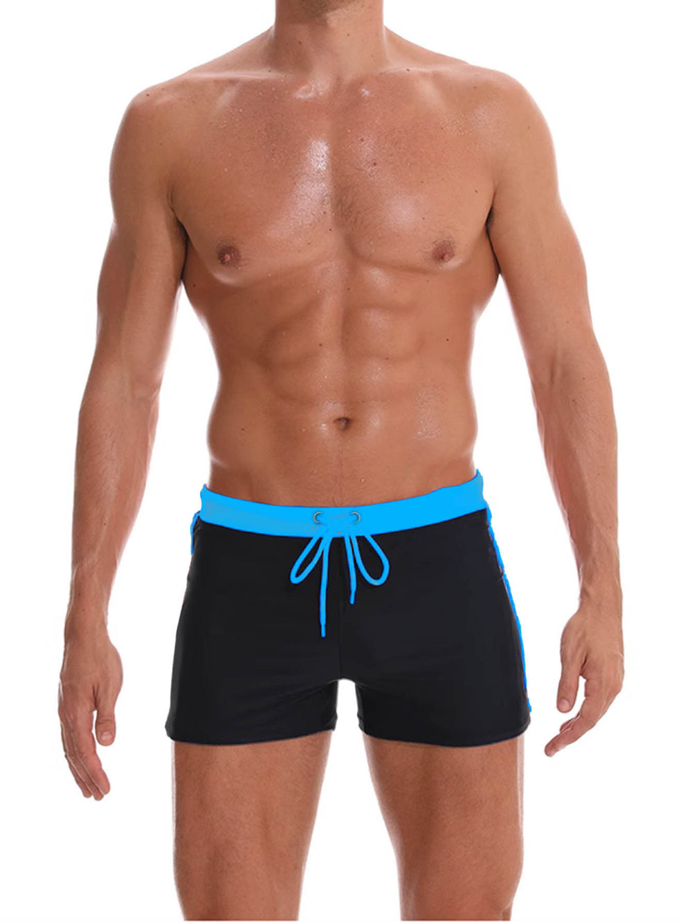 Men's Slim Fit Drawstring Square-Leg Swim Trunks