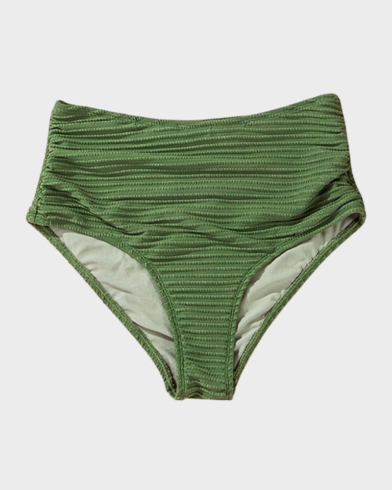 Ocevara - Textured Knot-Front High-Waisted Bikini Set