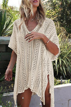 Ocevara - See-Through Crochet Hollow Irregular Cover Up
