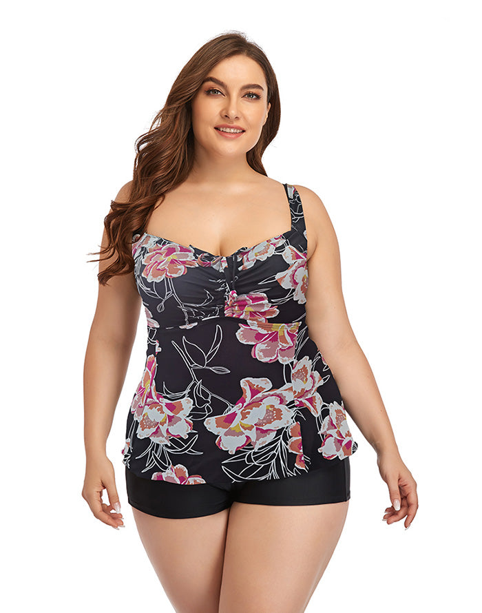 Printed Camisole Plus Size Tankini Swimsuit Main image