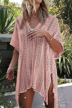 Ocevara - See-Through Crochet Hollow Irregular Cover Up