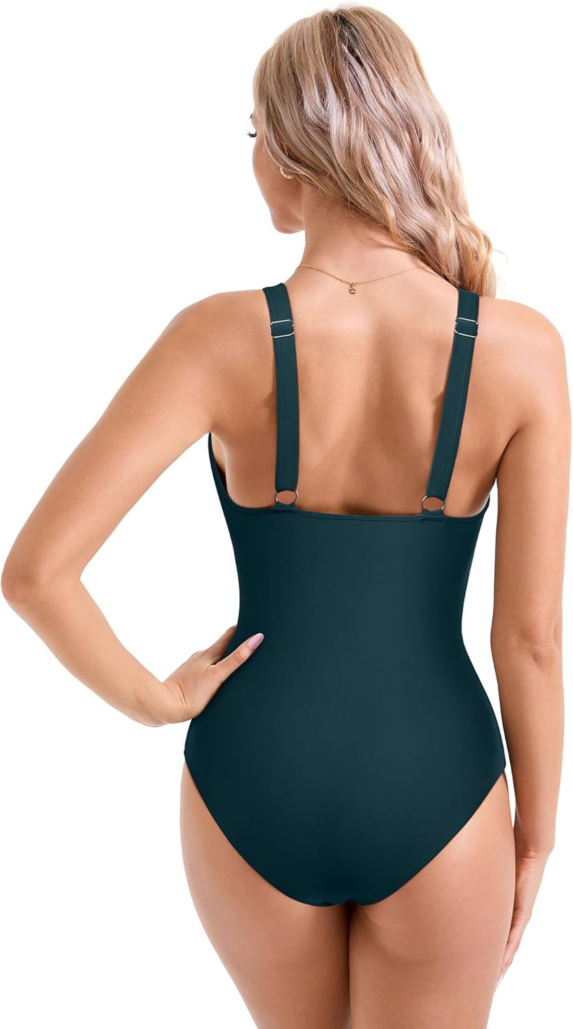 Ocevara - Women Sexy Mesh Tummy Control Swimsuit Push Up High Waisted Bathing Suit