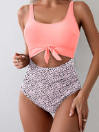 Ocevara - Women's One Piece Swimsuit Tummy Control Slimming Bathing Suit Cutout Tie Knot Swimwear