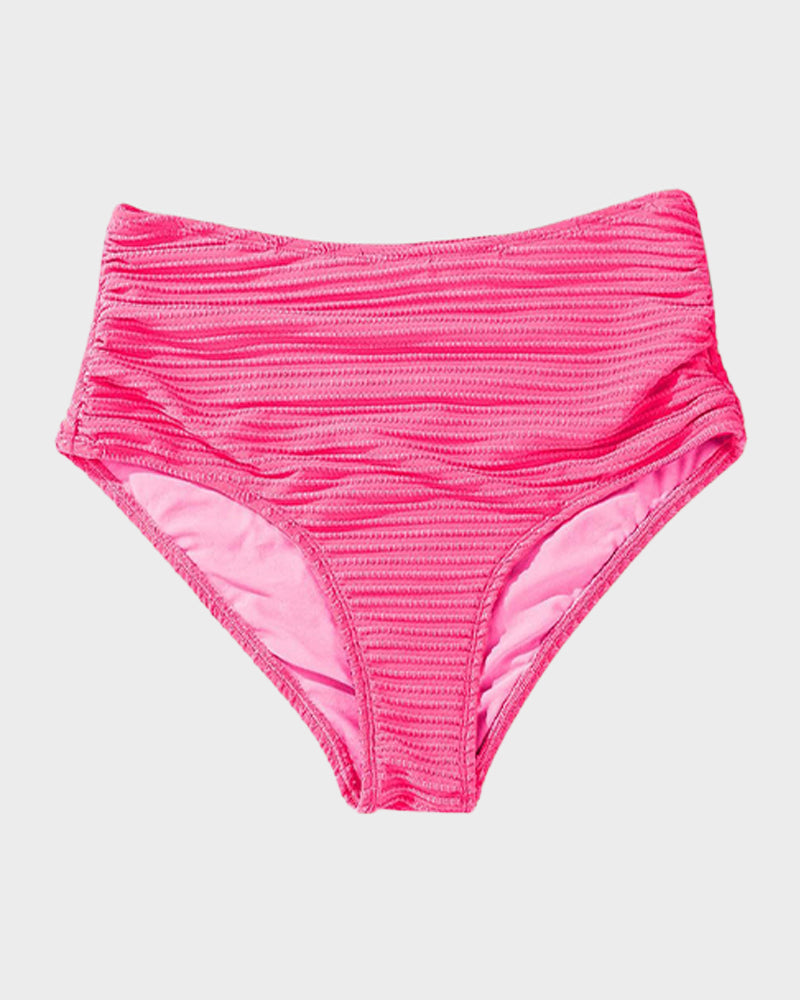 Ocevara - Textured Knot-Front High-Waisted Bikini Set