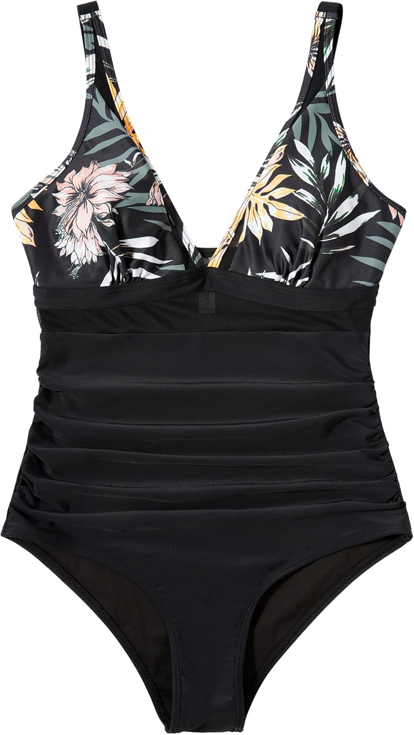 Ocevara - Women Sexy Mesh Tummy Control Swimsuit Push Up High Waisted Bathing Suit