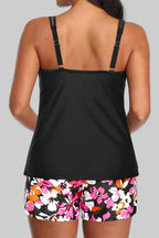 Two Piece Tankini Swimsuits for Women Tummy Control Bathing Suit with Shorts Athletic Two Side Pockets Swimwear