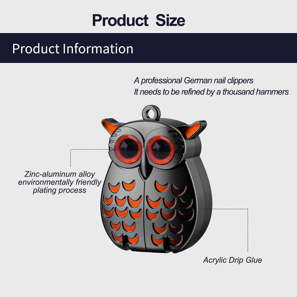 German Professional Stainless Steel Mini Nail Clippers, Ultra Sharp and Sturdy Fingernail and Toenail Clippers, Foldable Portable Nail Clippers with Owl Patterns