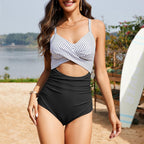Ocevara - Women's One Piece Swimsuits Tummy Control Cutout High Waisted Bathing Suit Wrap Tie Back