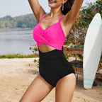 Ocevara - Women's One Piece Swimsuits Tummy Control Cutout High Waisted Bathing Suit Wrap Tie Back