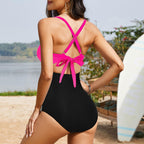 Ocevara - Women's One Piece Swimsuits Tummy Control Cutout High Waisted Bathing Suit Wrap Tie Back