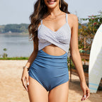 Ocevara - Women's One Piece Swimsuits Tummy Control Cutout High Waisted Bathing Suit Wrap Tie Back