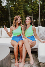 Ocevara - Green Terry Floral Cut Out One Piece In Fondant