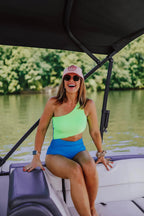 Ocevara - Green Terry Floral Cut Out One Piece In Fondant