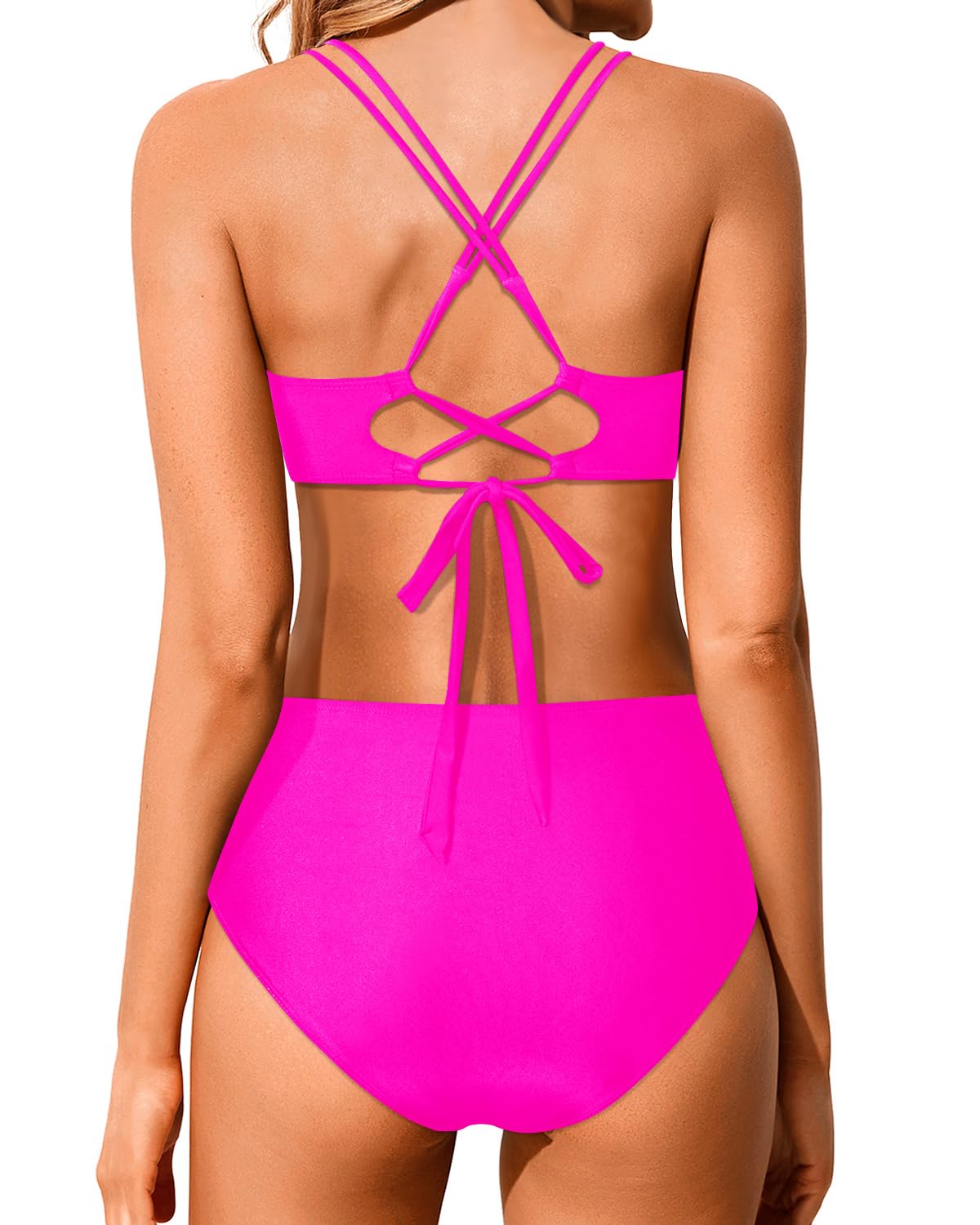 Ocevara - Women High Waisted Bikini Set Two Piece Swimsuits Push up Wrap Swim Suits Top Tummy Control Bathing Suit