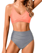 Ocevara - Women High Waisted Bikini Set Two Piece Swimsuits Push up Wrap Swim Suits Top Tummy Control Bathing Suit
