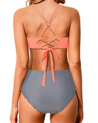 Ocevara - Women High Waisted Bikini Set Two Piece Swimsuits Push up Wrap Swim Suits Top Tummy Control Bathing Suit